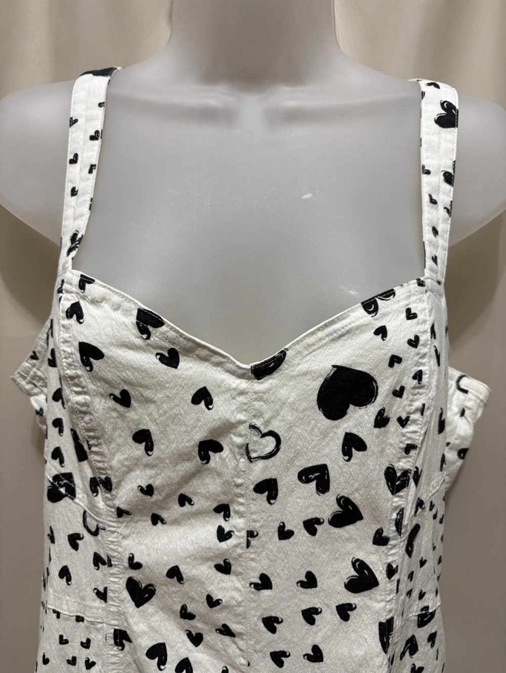White Heart Print Sundress with Sweetheart Neckline